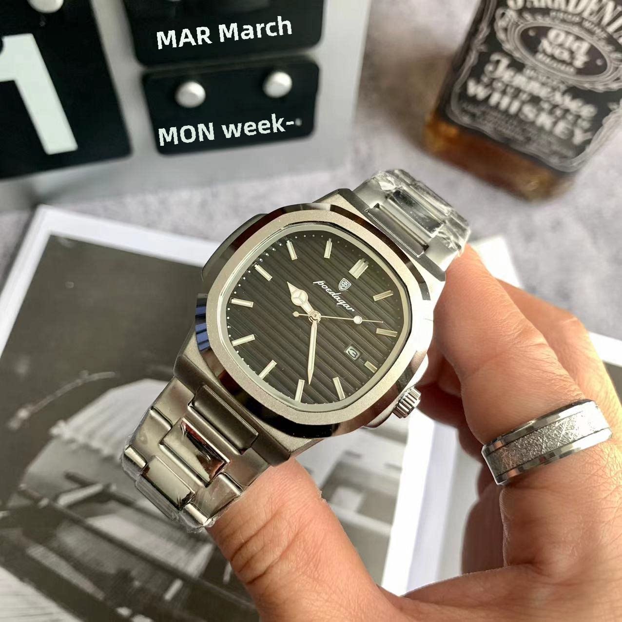 Наручные часы 新覆古方表男士森林钢带商业多功能休闲夜光防水非机械石英表 POEDAGAR