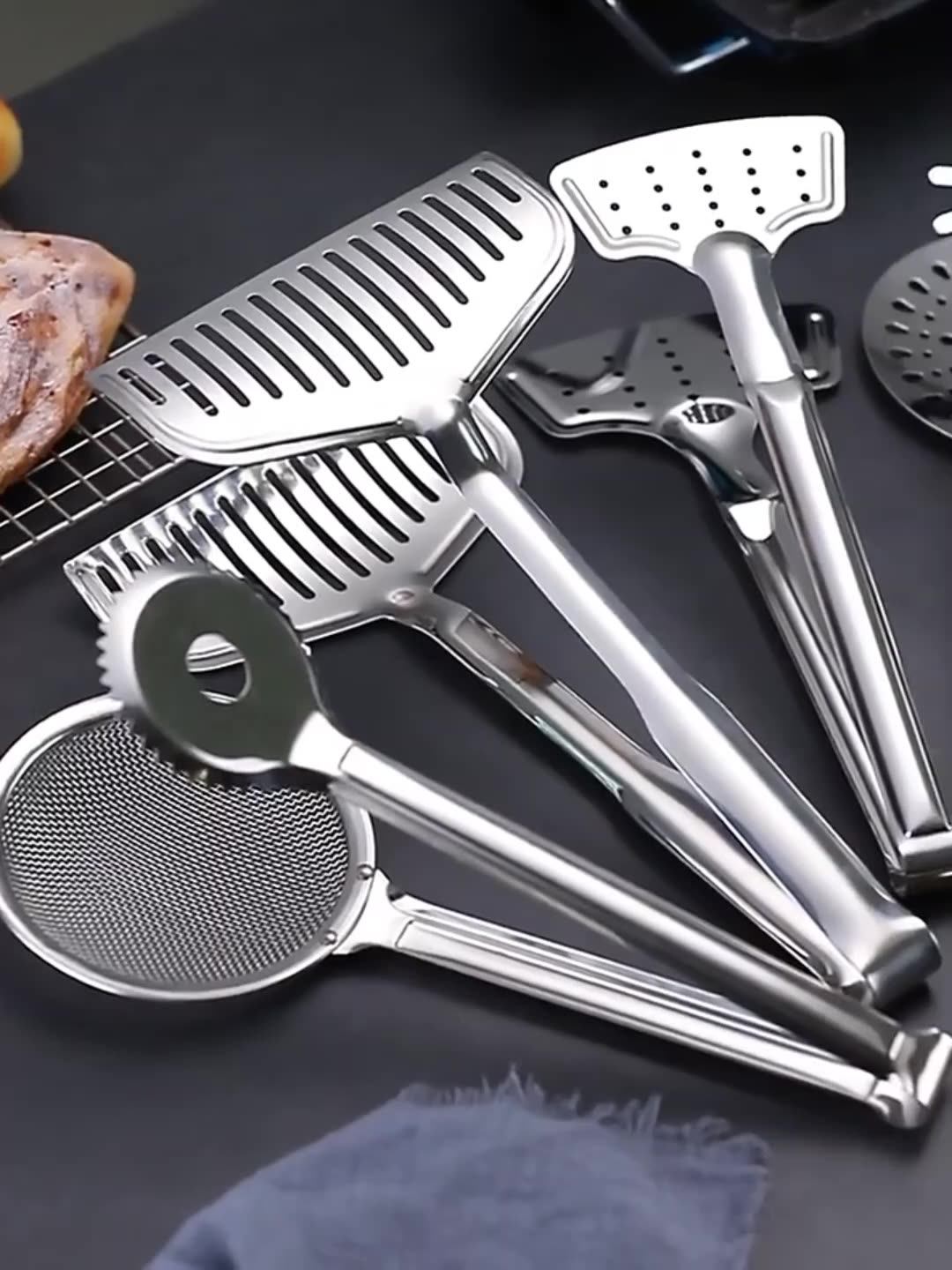 2 In 1 Spatula Tongs Spatulas Grill Clamps Food Utensils Tong Set