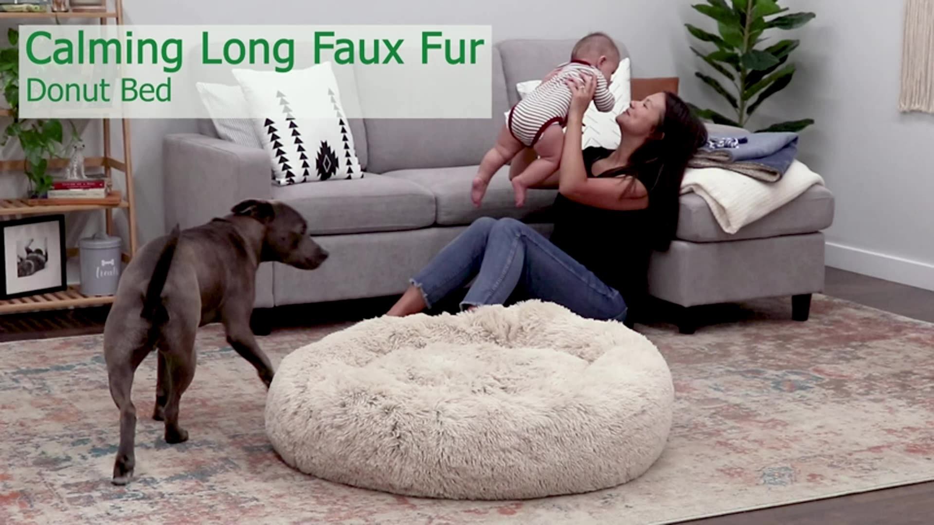 Anti Anxiety Comfy Calming Pet Bed Luxury Cozy Large Fluffy Dog Bed