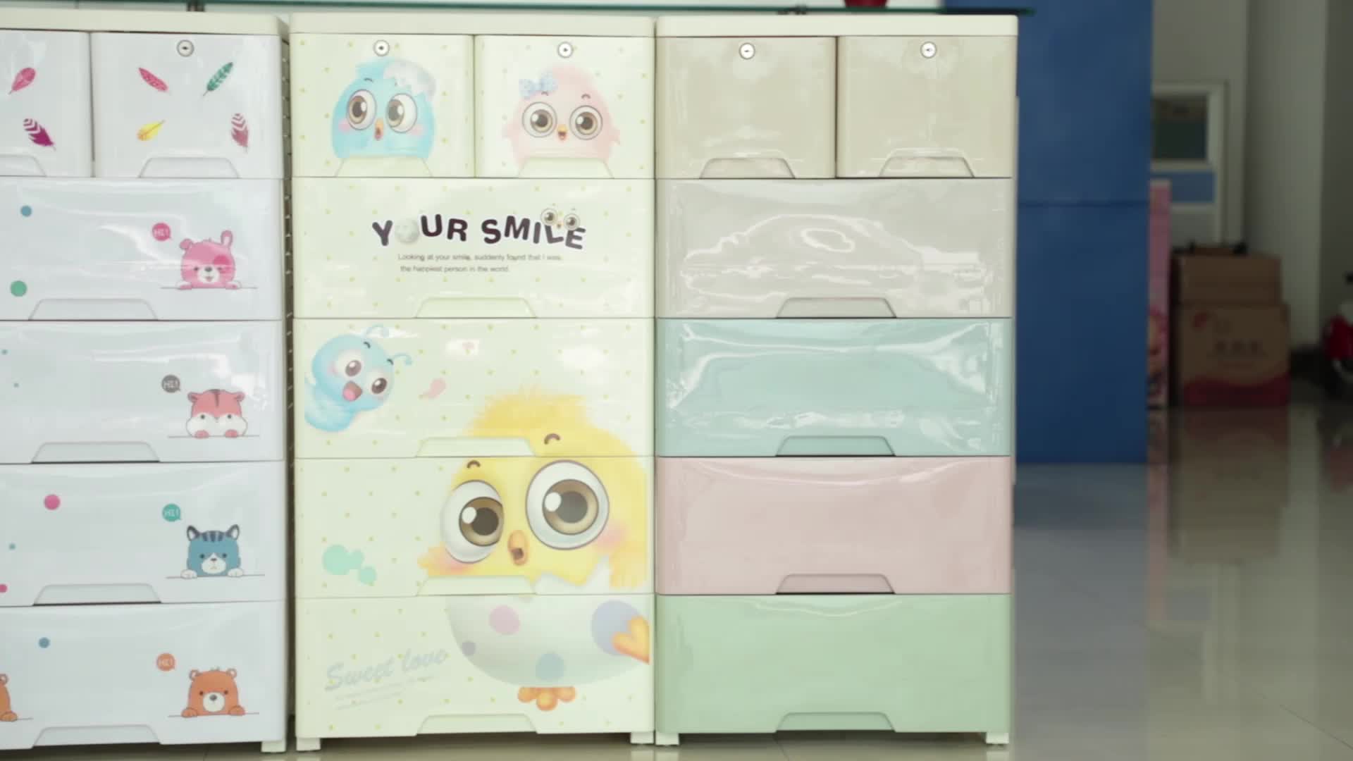Cartoon Multilayer Plastic Baby Drawer Storage With Lock 3 4 5