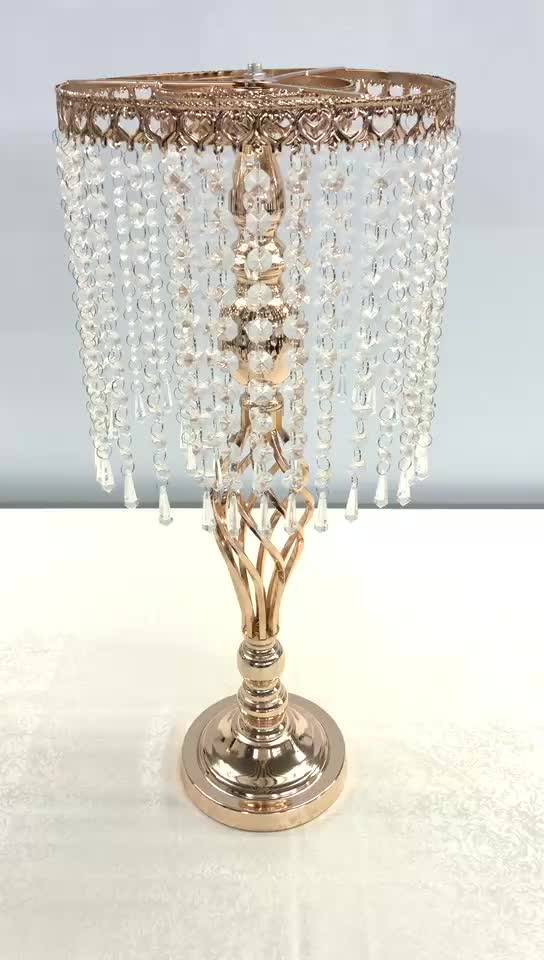 Gold Metal Cylinder Vase Candle Holder Crystal Wedding Flower Centerpiece Buy Flower