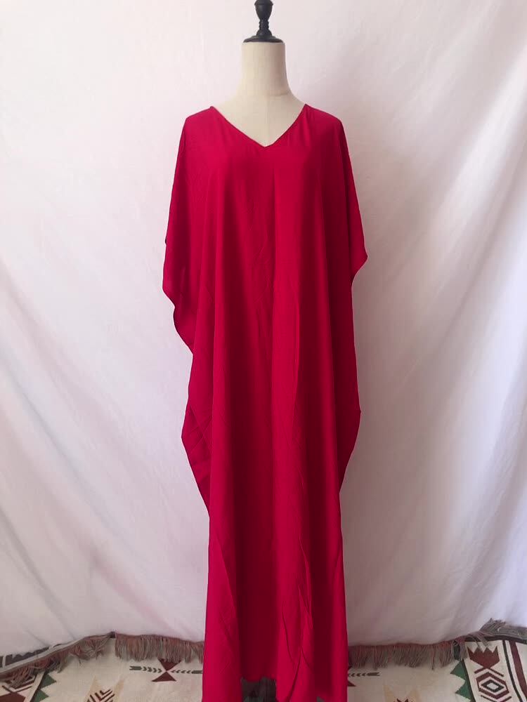 strapless open back dress Red Off Shoulder Long Sleeve Crepe Kaftan – shopaleena main image 1