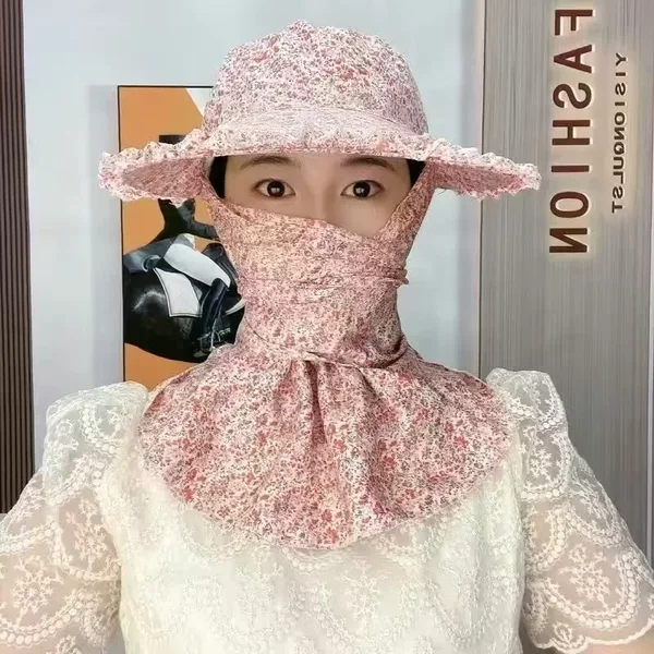New Tea Picking Hat Auricularia Lace Sunscreen Hat for Working in the Face and Neck Protection for Men and Women Cycling Windproof Sunshade Hat