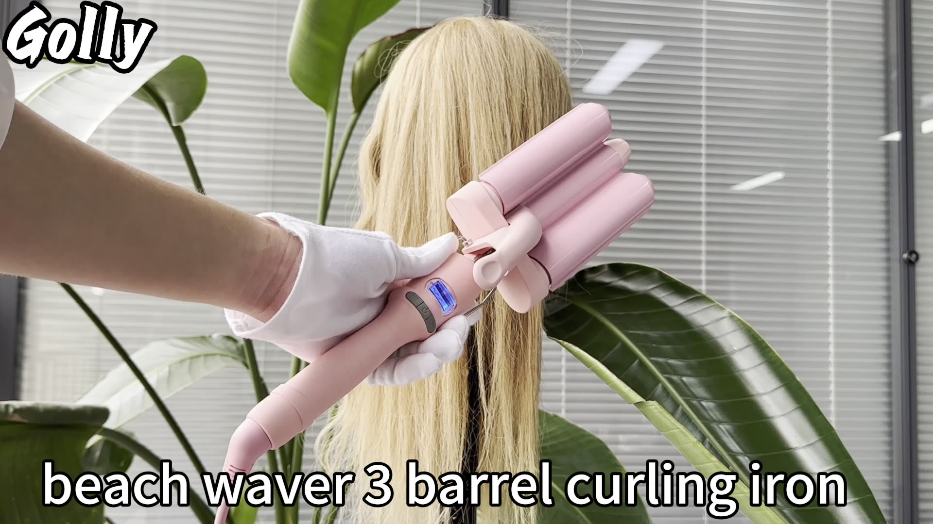 Hair Crimper 3 Barrel Beach Waver Curling Iron Foldable Hair Waver Heat