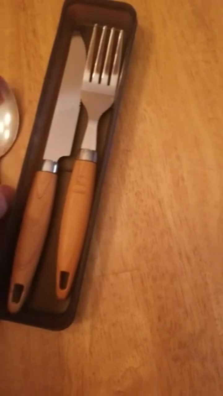 24 Piece Hanging Flatware Set With Rack,Dinner Knife Fork Spoon Stain