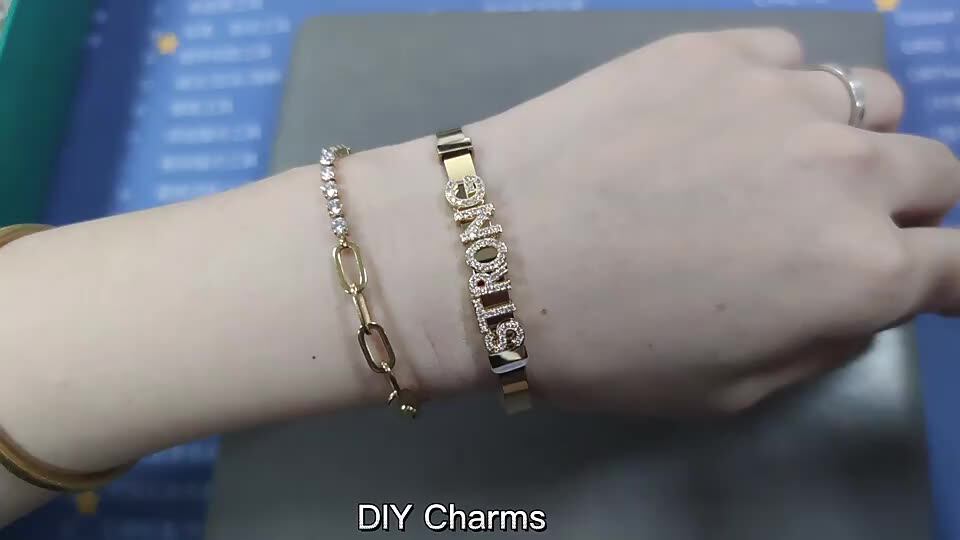 Fashion Jewelry Personalized Sliding Zircon Letters Diy Slider Initial