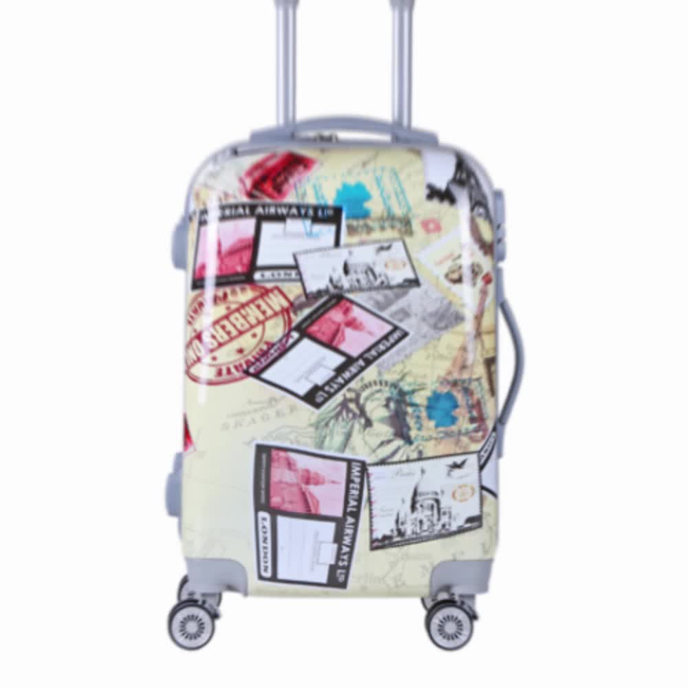 Retro Pattern Pc Carryon Suitcase Unique Travel Luggage 3 Piece Pretty