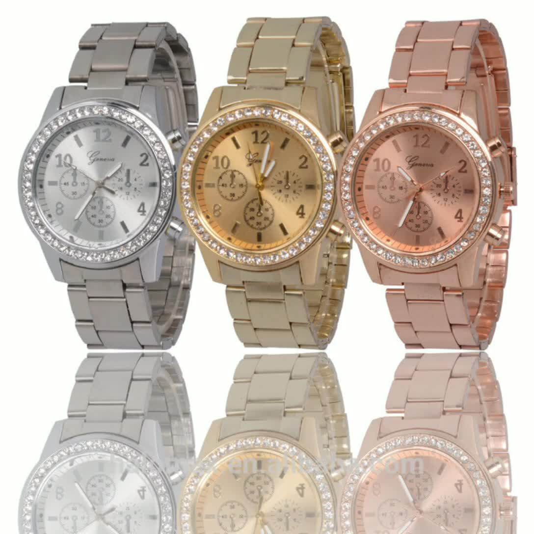 Women Geneva Designer Diamond Quartz Gold Wrist Watch - Afro Fashion Hive main image 0