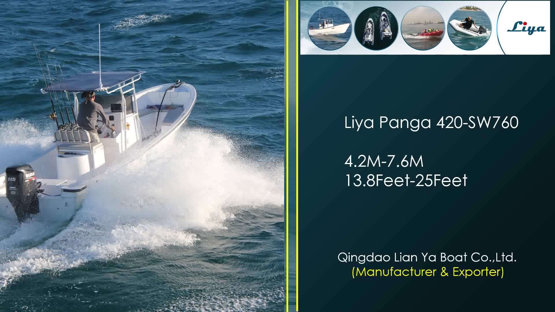 Liya 19ft 22ft 25ft Panga Boat Deep V Fiberglass Double Hull Fishing