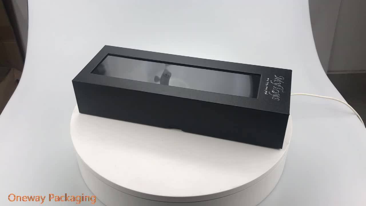 Black Clear Windows Paper Packaging Boxes Gift Box With Hot Stamping