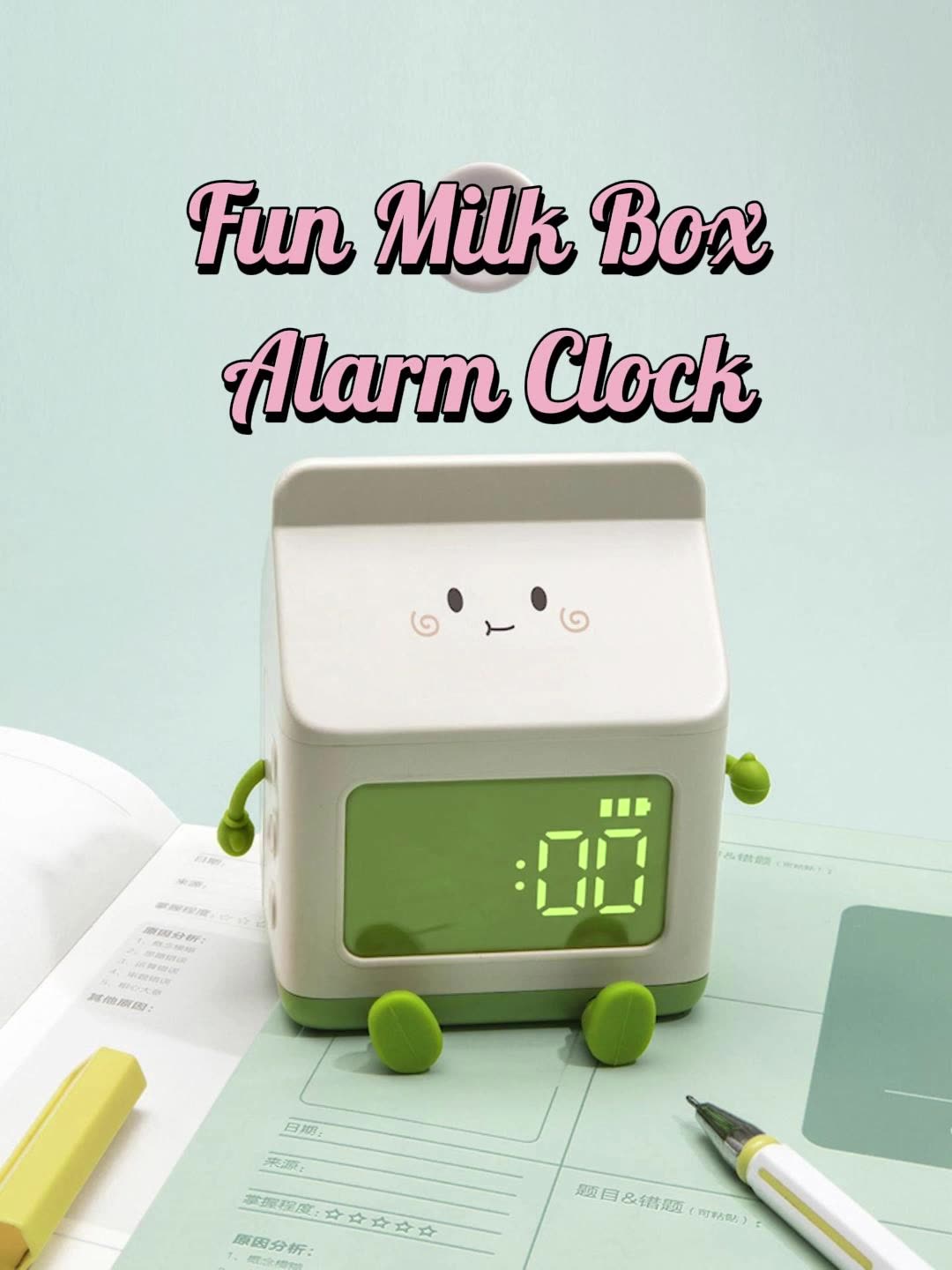 New Fun Milk Box Alarm Clock Student Wake Up Countdown Time Management