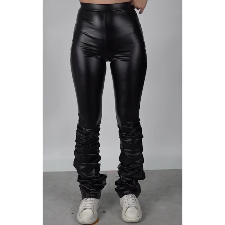 stacked leather pants
