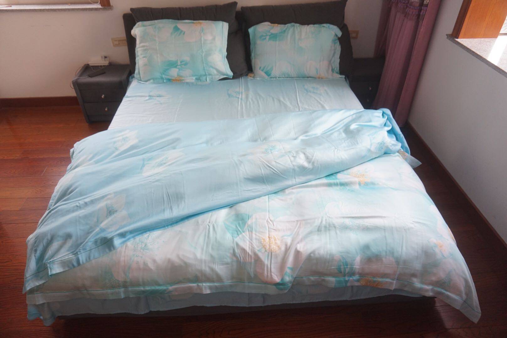 水星家纺双面贡缎天丝四件套