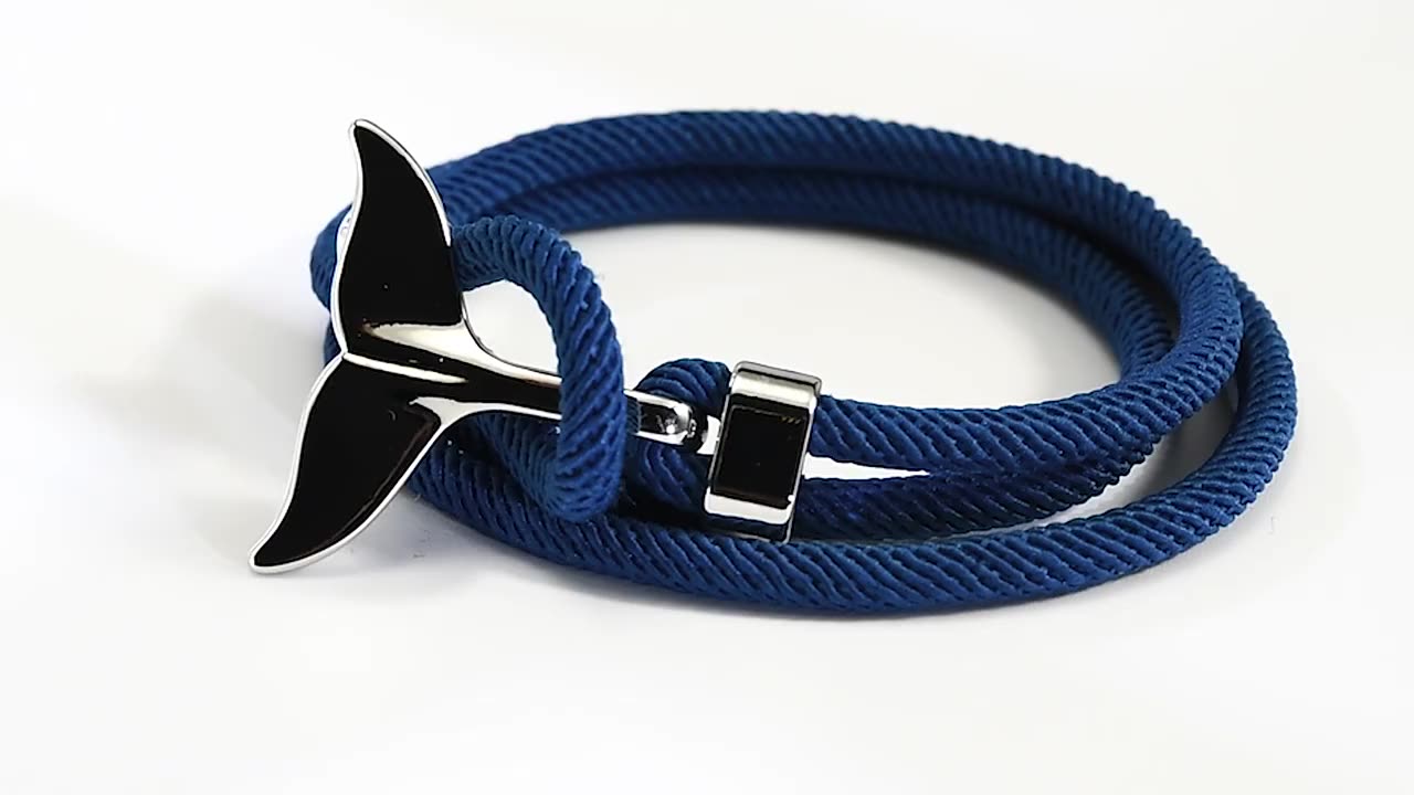 ★HARANG★ Whale Tail Half Half Double Chain Bracelet Ball Paracord Whale Tail Bracelet - Passport Ocean