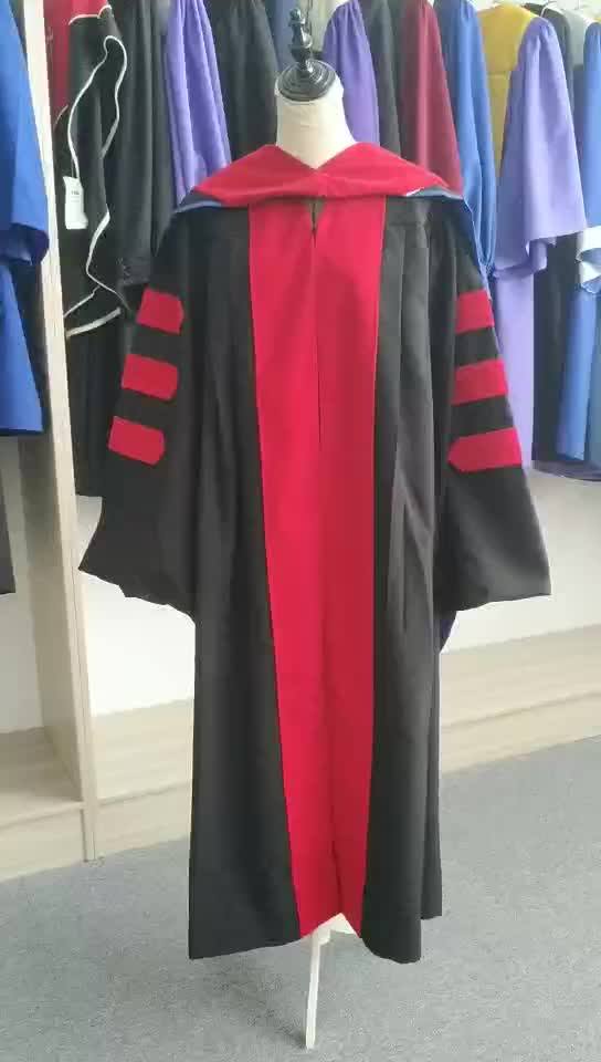 Deluxe Hot Sale Doctoral Graduation Robes Phd Graduation Cap And Gown