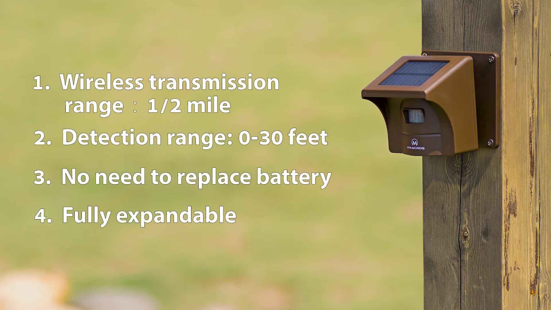 Emacros Long Range Solar Perimeter Alarm Driveway Alarm Outdoor Weather