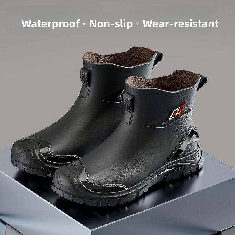 Japanese Jt Rain Boots for Men, Waterproof, Non-Slip, Work Rubber Shoes, Wear-Resistant, Soft-Soled, Fishing Rain Boots, High-End Men's Water Shoes for Kitchen