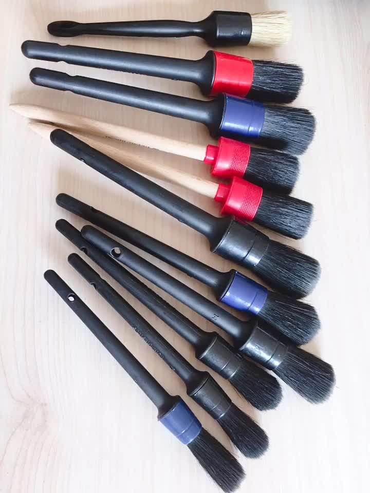 Wood Handle Car Detailing Brushes Set Best For Washing Car Truck Wheel