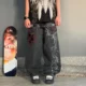 Cross-border European and American Dark Gothic Style Printed Jeans Men's Spring and Summer High Street Niche Loose All-match Wide-leg Pants