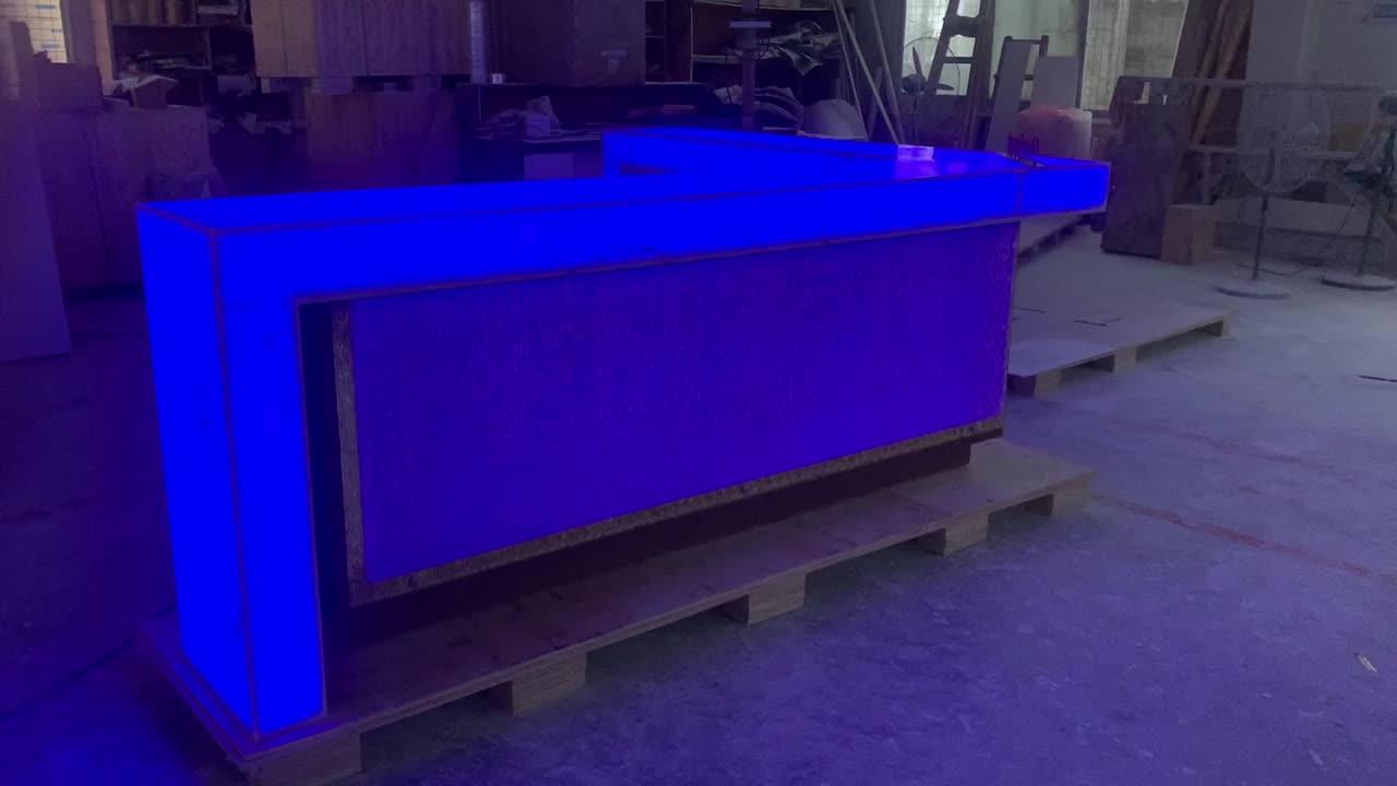 Customized Artificial Stone Round Led Cafe Pub Wine Bar Drinking