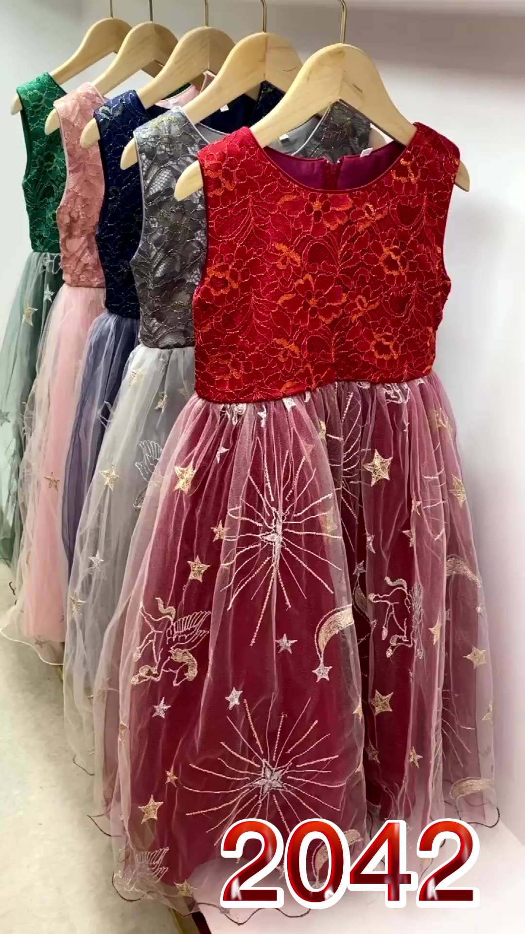 High Grade Lace Girl Wedding Dress Red Ball Gown For Girls Birthday Big