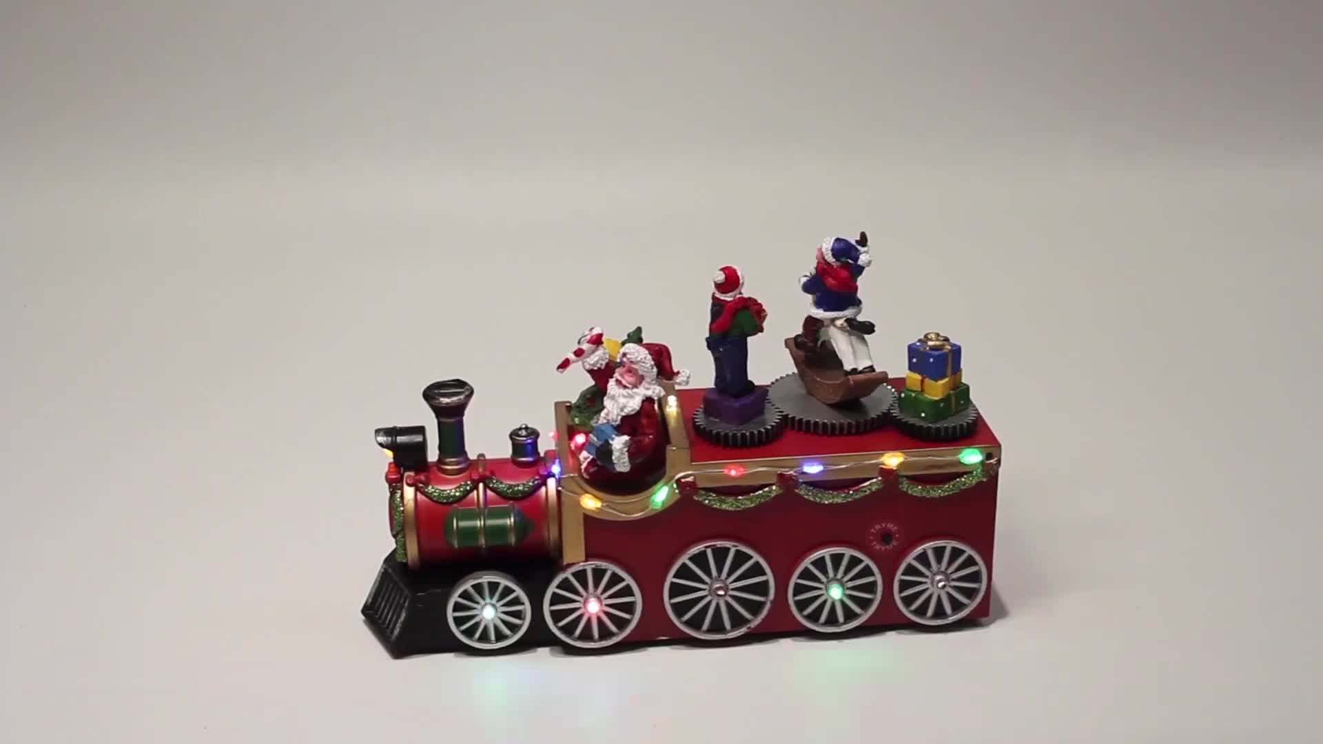 Melody Natale Tabletop Home Decor Animated Scene Mini Resin Santa Gift