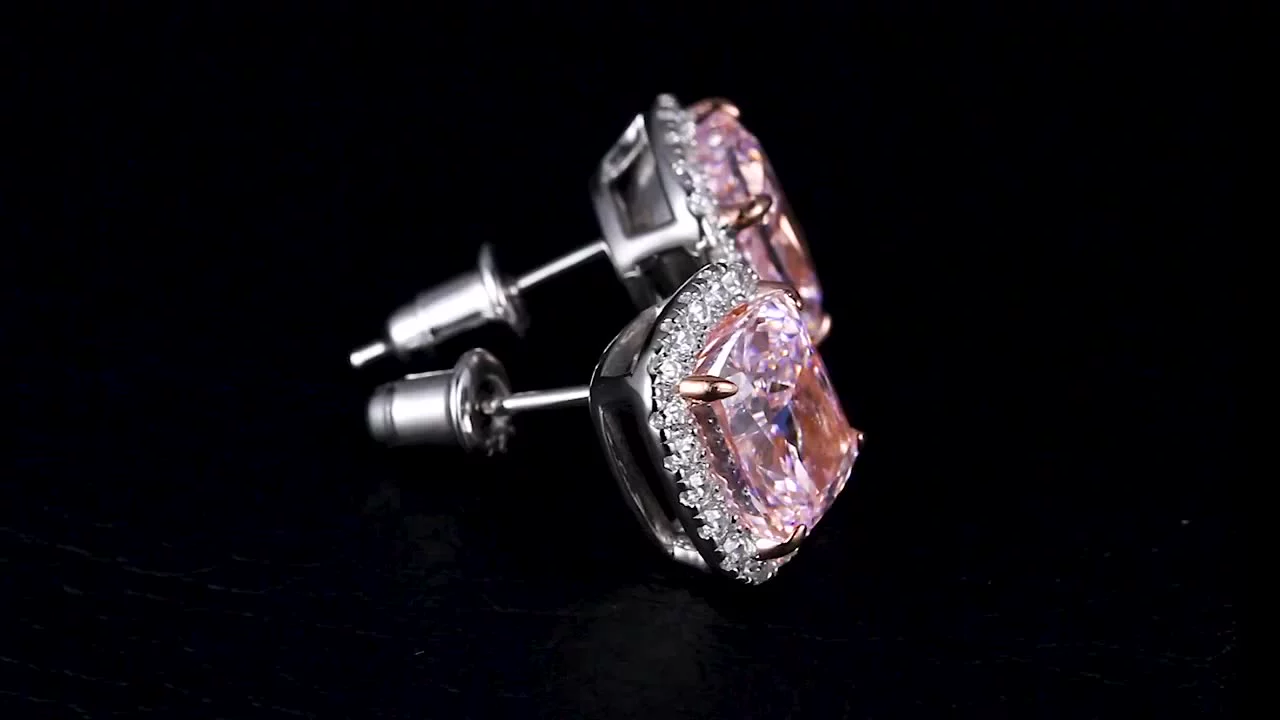 Zhanhao Latest Design 2.0ct 4.0ct Cushion Shape 2021 Fashion Gemstone Silver 925 Earrings Jewelry For Sale