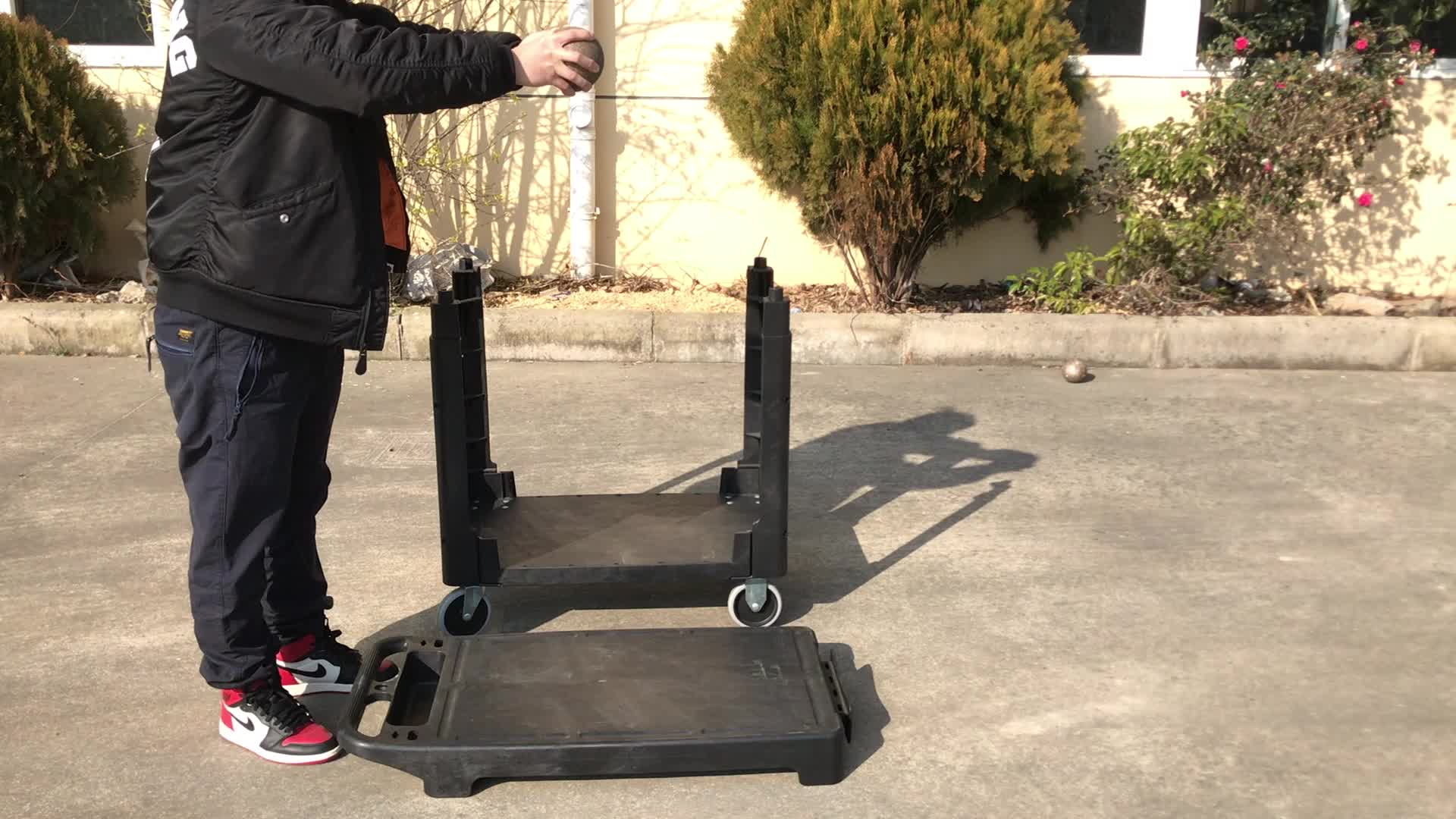 Two Tray Plastic Industrial Office Flat Shelf Rolling Utility Cart