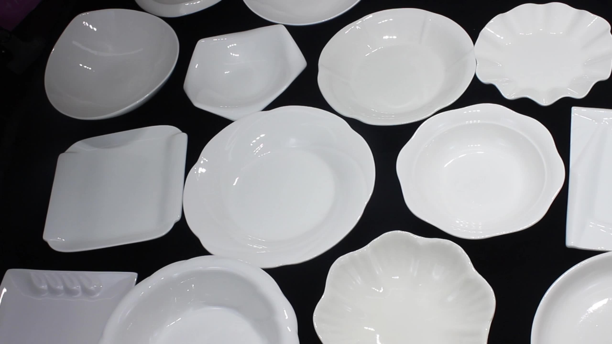 Factory Bulk Sell Stocked White Ceramic Plate Porcelain Plain White Plate Sell By Ton Ceramic