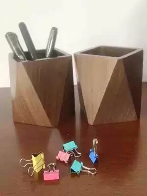 North American black walnut solid wood pen holder desk student Beauty creative storage pen holder custom lettering logo