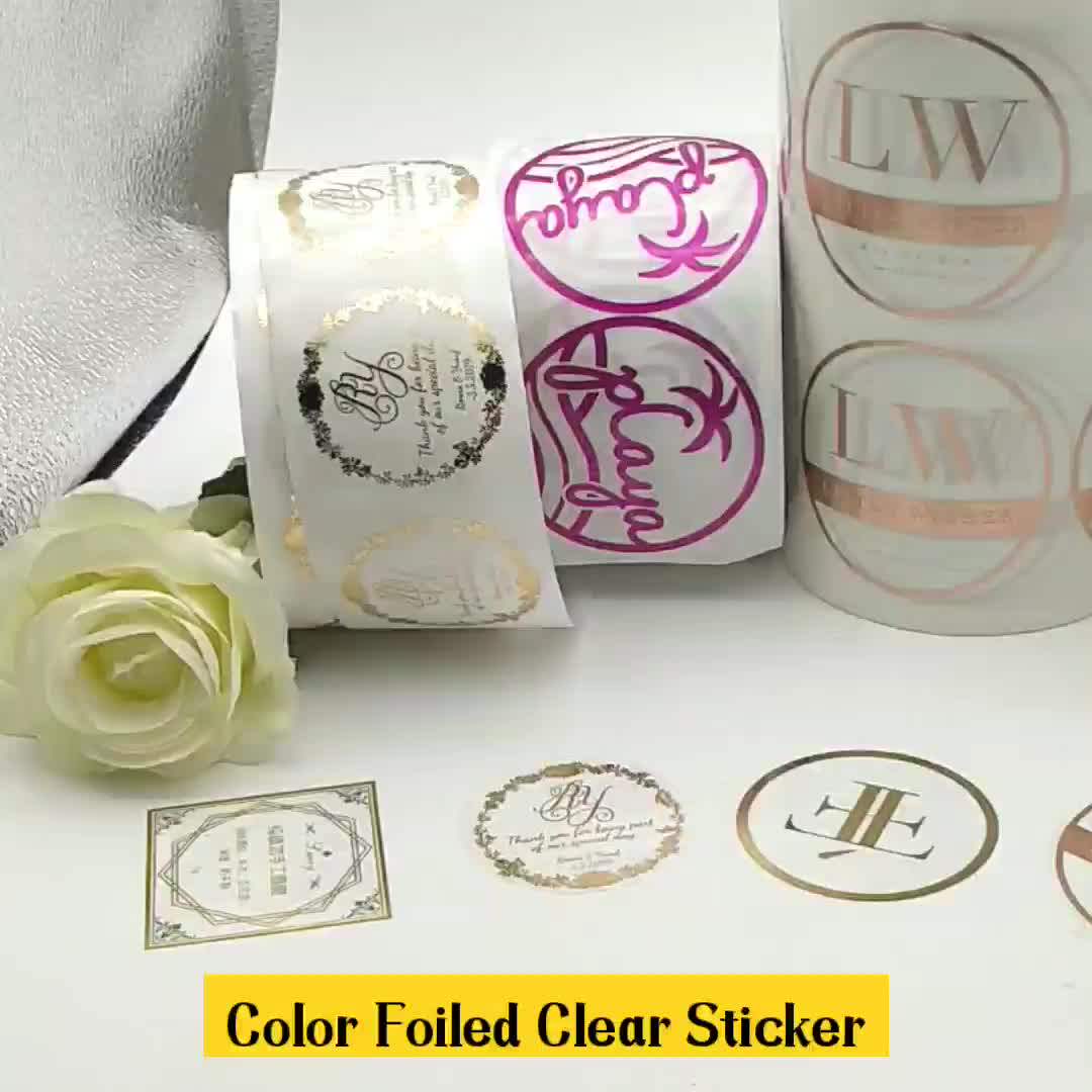 Waterproof Vinyl Clear Gold Foil Custom Logo Sticker,Custom Self