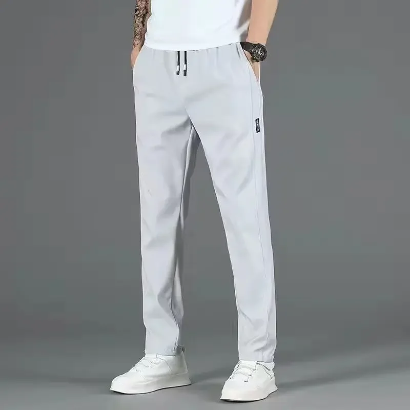 Ice silk pants men's loose breathable straight-leg casual pants spring and summer thin quick-drying trousers versatile men's sports pants