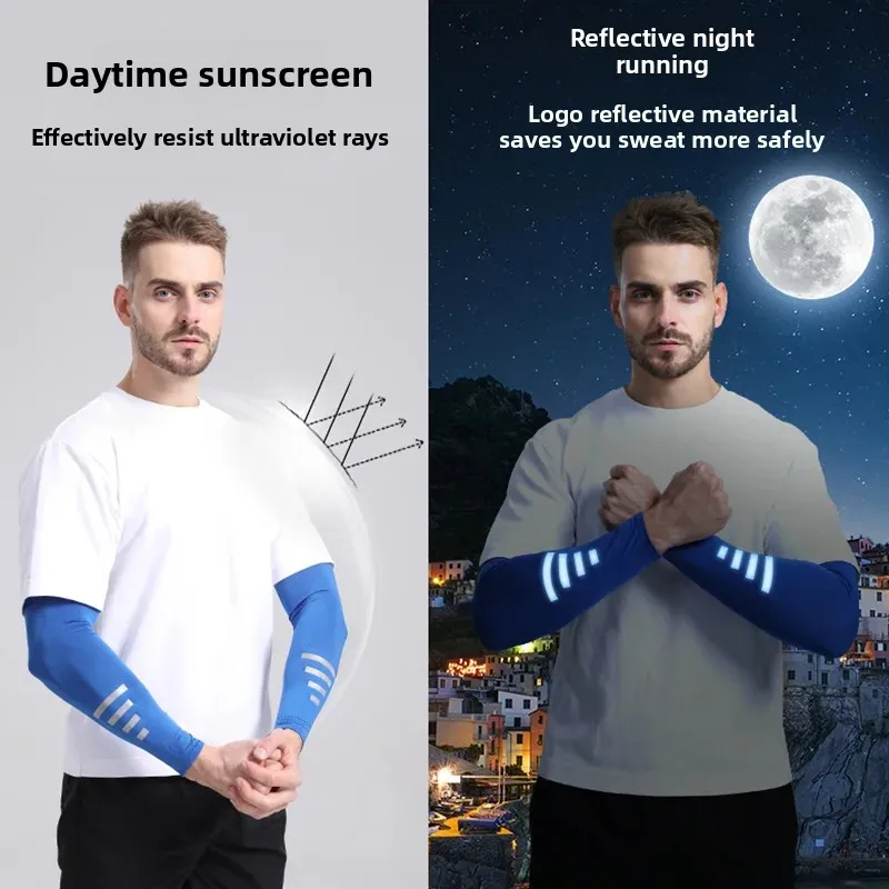 Sharetour Outdoor Sun Protection Sleeves, Quick-Drying Reflective Sports Arm Sleeves, Anti-Uv Cycling Ice Silk Sleeves