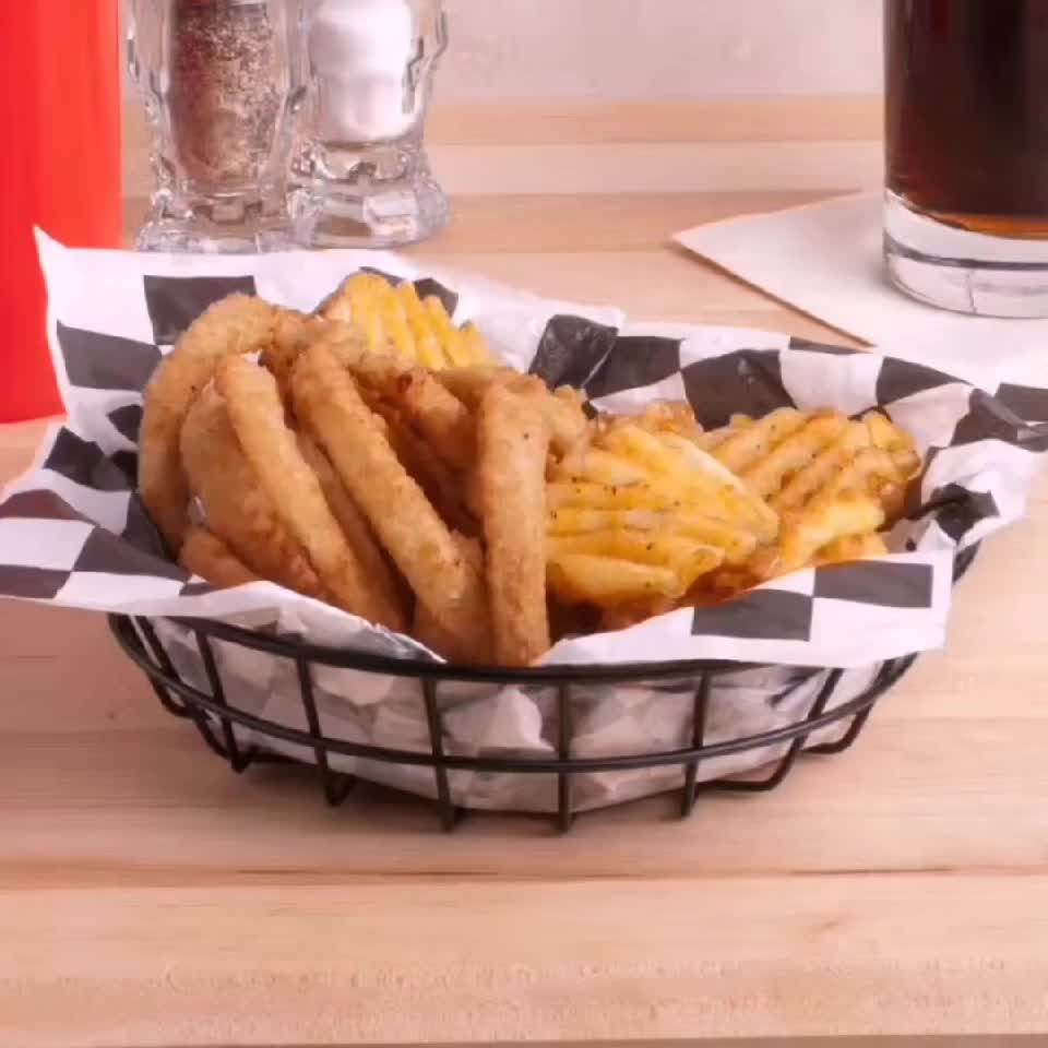 Black Rounded Serving Basket Fast Food Basket Bread Holder French Fries