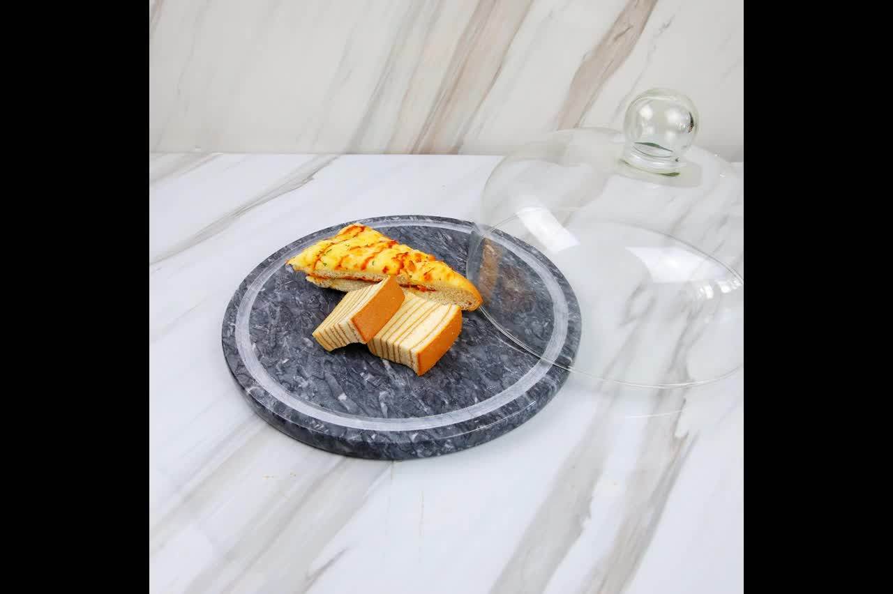 Marble Serving Cheese Board With Glass Dome Lid Cover Buy Cheese