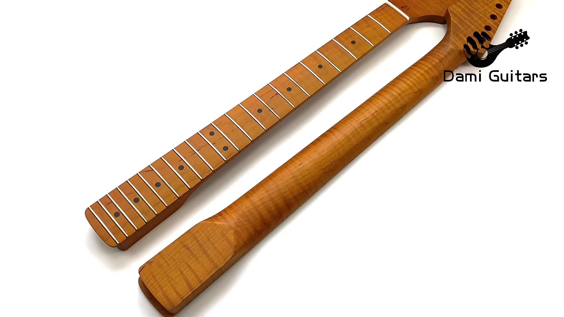 Custom 22 Frets Roasted Tiger Flame Maple Electric Guitar Neck St