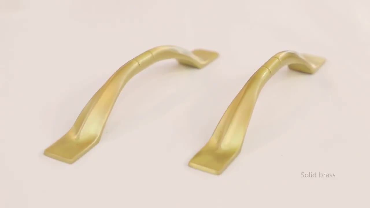 Luxury Satin Gold Copper Cupboard Handle Kitchen Solid Brass Knurled