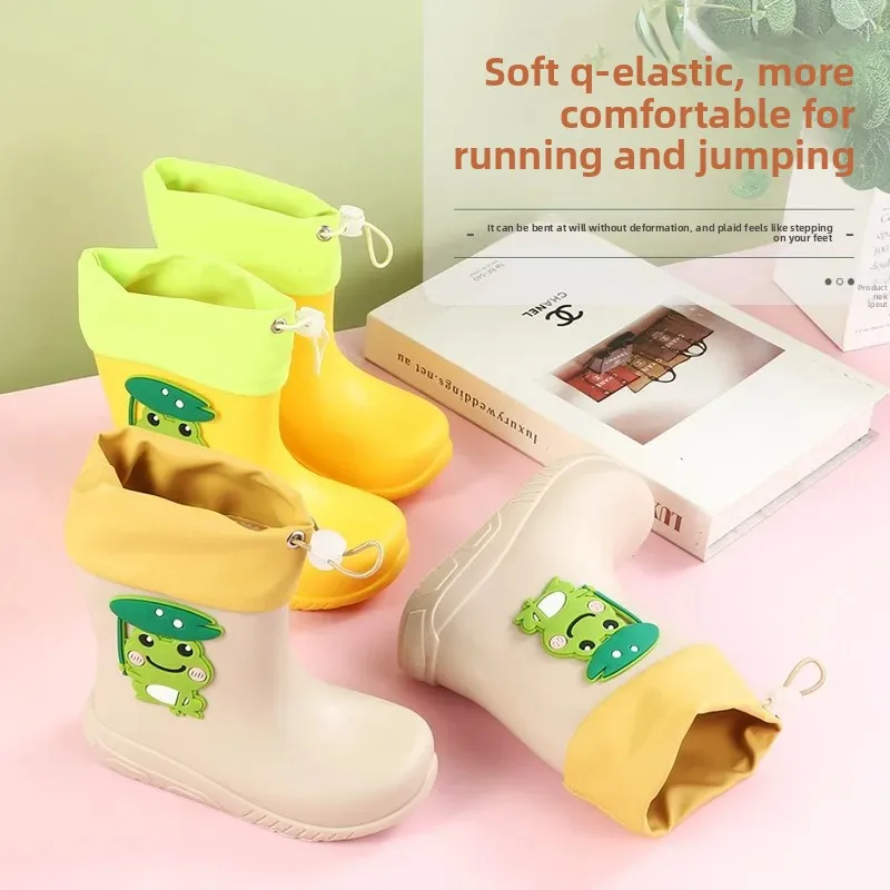 Children's Rain Boots Cartoon Kindergarten Girls' Light Water Shoes Mid-tube Non-slip Rain Boots Baby Primary School Boys Rubber Shoes