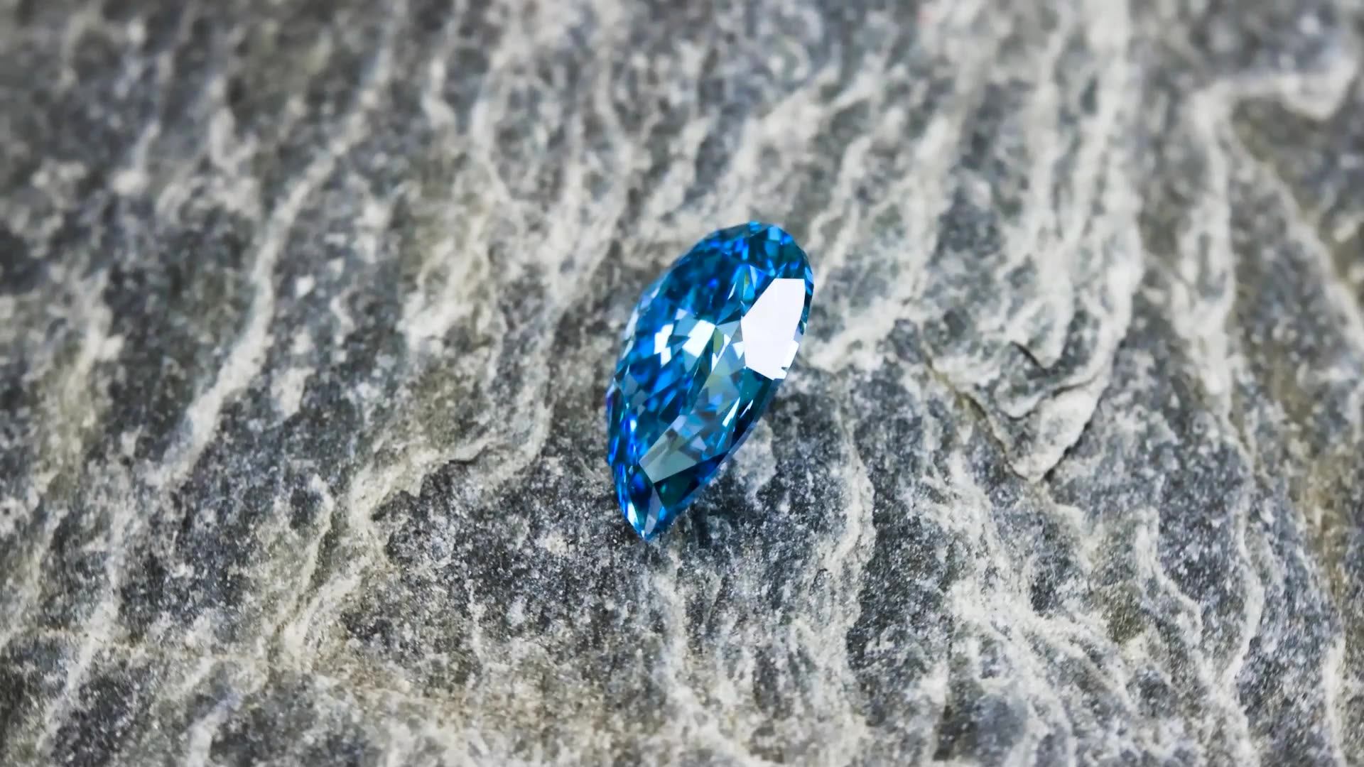 Pear Lab Blue Diamond Fine Jewelry Gemstones 1ct 3ct 4ct Vvs Synthetic