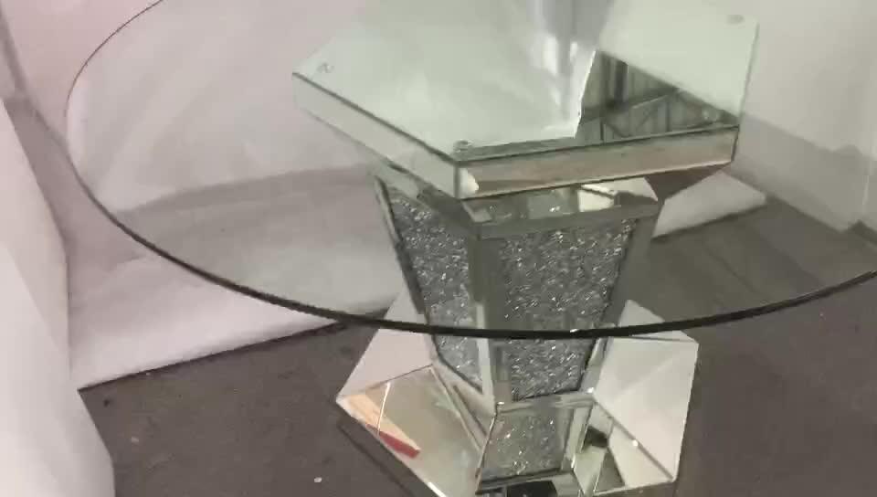 2020 New Design Wxf100 Crushed Diamond Round Silver Dining Table With