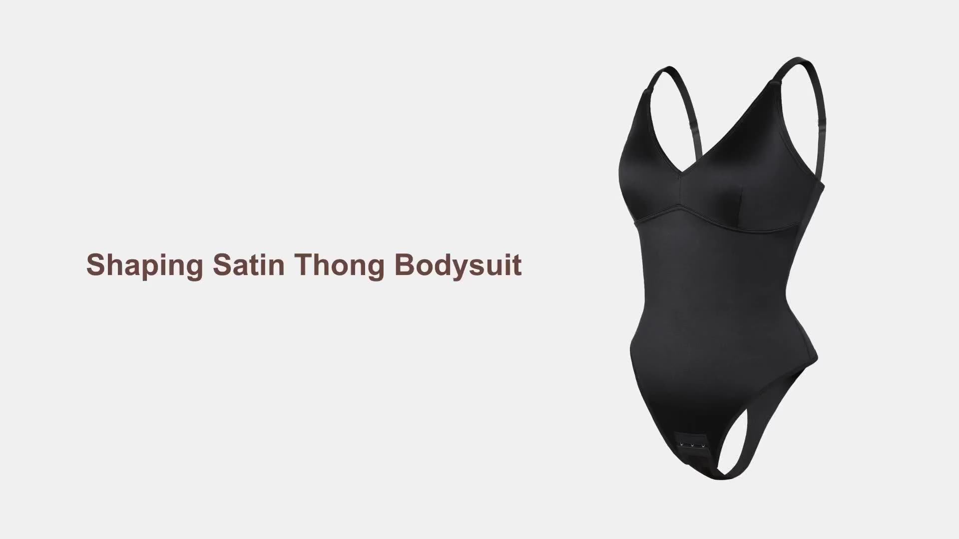 Wholesale Shapewear Bodysuits For Women Pearl Luster Fabric Deep Vneck Body Shaping Thong Body