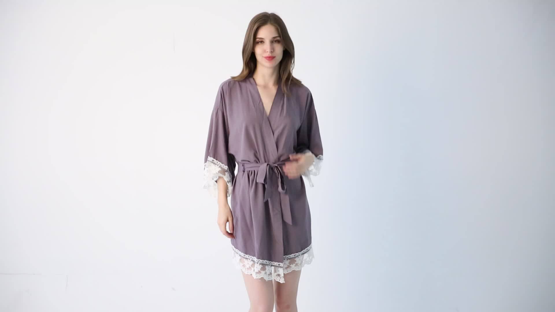Plain Cotton Viscose Sleeping Robe Bridesmaid Dress With Lace Buy