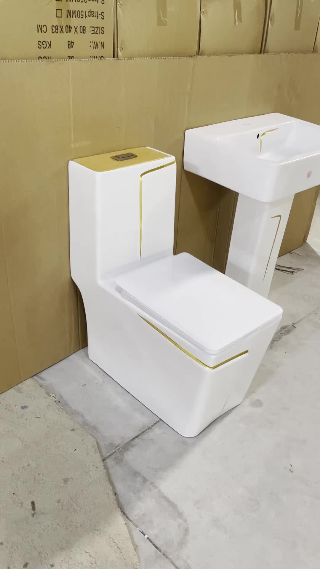 Bath Friend Floor Mounted Ceramic Siphonic One Piece Toilet Basin Set