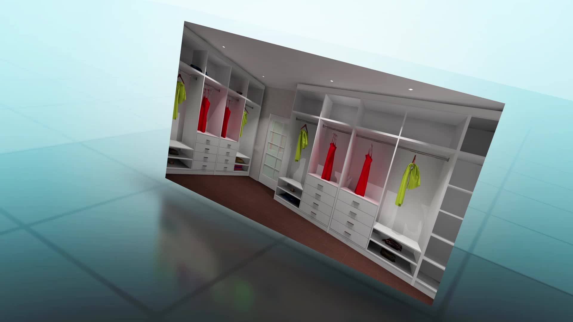 Modern Wooden Bedroom Aluminium Glass Door Wardrobe With Led