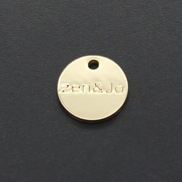 Custom Made Logo Engraved Gold Pendant Metal Jewelry Tags Charms For