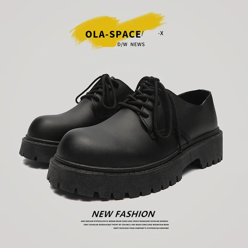 Japanese casual trend black exclusive shoes English style platform