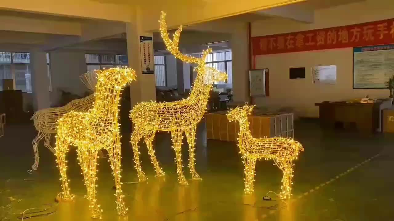 Customized 3d Led Outdoor Metal Reindeer Lights Lighted Outdoor Christmas Deer Led Motif
