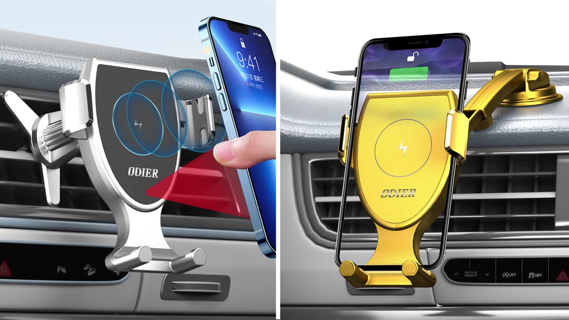 Odier Smart Sensor Dashboard Air Vent Wireless Car Charger