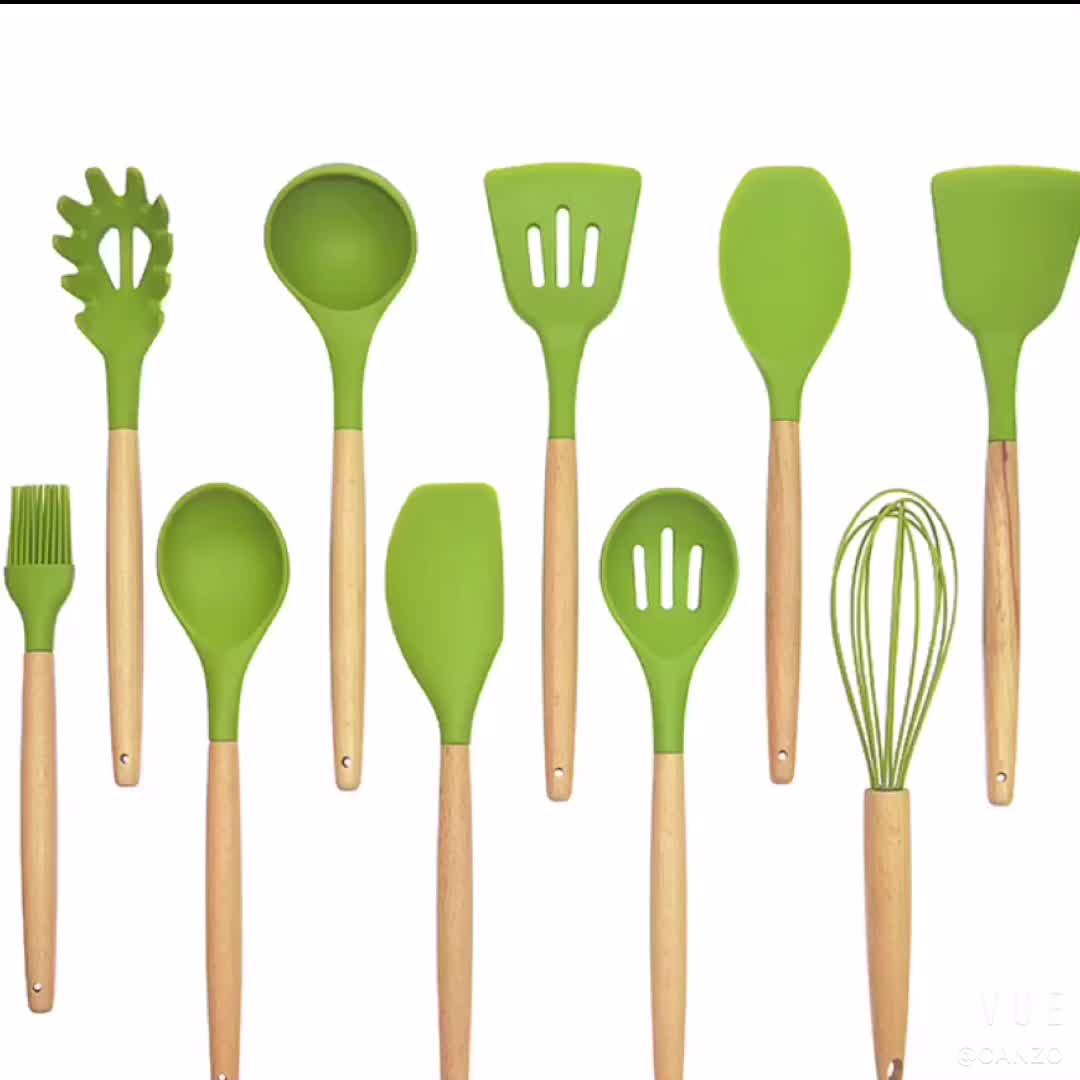 Fda Lfgb Food Grade Wholesale Silicone Personalized Kitchen Utensil Set