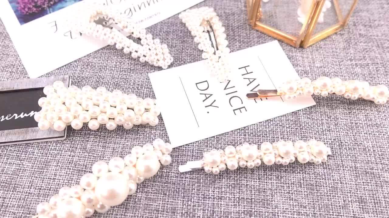 Fashion Bright White Pearl Girl Hair Clip Bangs Clip Women Hair